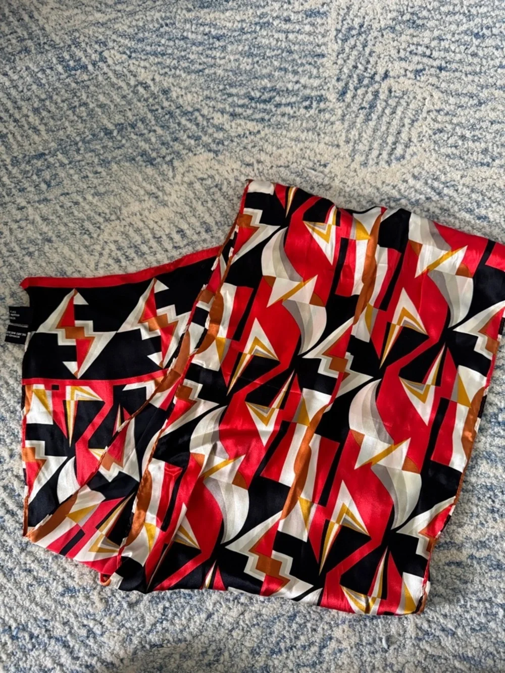 100% silk mod art deco geometric scarf patterned after a kimono